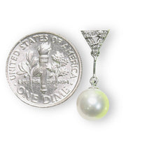 Load image into Gallery viewer, White Pearl Leaf Bail Pendant – 14k White Gold