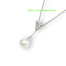 Load image into Gallery viewer, White Pearl Leaf Bail Pendant – 14k White Gold