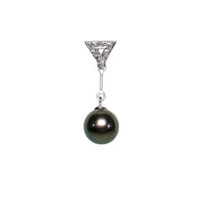 Load image into Gallery viewer, Gray Pearl Pendant – 14k White Gold Leaf Bail