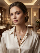 Load image into Gallery viewer, Gray Pearl Pendant – 14k White Gold Leaf Bail