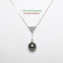 Load image into Gallery viewer, Gray Pearl Pendant – 14k White Gold Leaf Bail