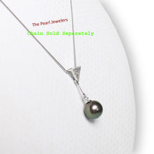 Load image into Gallery viewer, Gray Pearl Pendant – 14k White Gold Leaf Bail