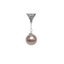 Load image into Gallery viewer, Lavender Pearl Pendant – 14k White Gold Leaf Bail