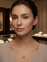 Load image into Gallery viewer, Lavender Pearl Pendant – 14k White Gold Leaf Bail