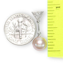 Load image into Gallery viewer, Lavender Pearl Pendant – 14k White Gold Leaf Bail
