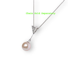 Load image into Gallery viewer, Lavender Pearl Pendant – 14k White Gold Leaf Bail