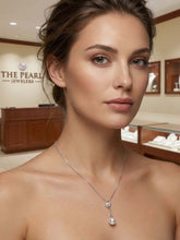 Load image into Gallery viewer, White Pearl Leaf Bail Pendant – 14k White Gold with Diamonds
