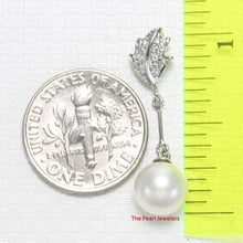 Load image into Gallery viewer, White Pearl Leaf Bail Pendant – 14k White Gold with Diamonds
