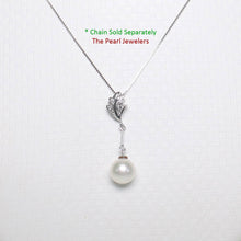 Load image into Gallery viewer, White Pearl Leaf Bail Pendant – 14k White Gold with Diamonds