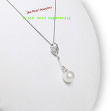 Load image into Gallery viewer, White Pearl Leaf Bail Pendant – 14k White Gold with Diamonds
