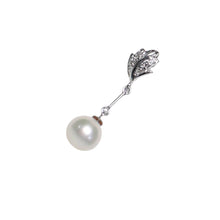 Load image into Gallery viewer, White Pearl Leaf Bail Pendant – 14k White Gold with Diamonds