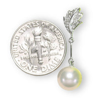 Load image into Gallery viewer, AAA Peach Cultured Pearl Pendant – 14k White Gold Leaf Bail