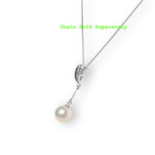 Load image into Gallery viewer, AAA Peach Cultured Pearl Pendant – 14k White Gold Leaf Bail