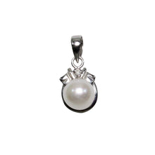Load image into Gallery viewer, White Pearl Pendant – 14k White Gold Scroll Bail