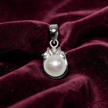Load image into Gallery viewer, White Pearl Pendant – 14k White Gold Scroll Bail