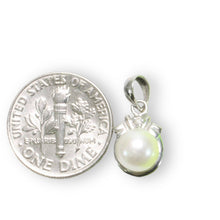 Load image into Gallery viewer, White Pearl Pendant – 14k White Gold Scroll Bail