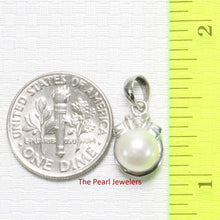 Load image into Gallery viewer, White Pearl Pendant – 14k White Gold Scroll Bail