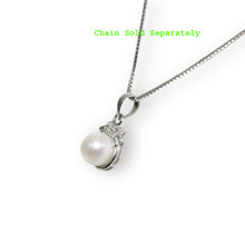 Load image into Gallery viewer, White Pearl Pendant – 14k White Gold Scroll Bail