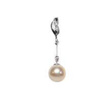 Load image into Gallery viewer, Peach Pearl Pendant – 14k White Gold Deco Bail