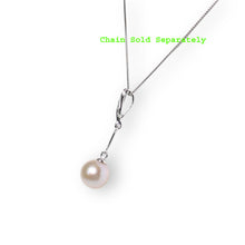 Load image into Gallery viewer, Pink Pearl Pendant – 14k White Gold Petite Diamond Bail