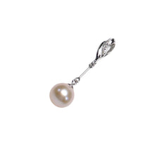 Load image into Gallery viewer, Pink Pearl Pendant – 14k White Gold Petite Diamond Bail