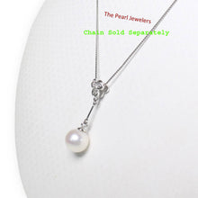 Load image into Gallery viewer, 14k White Gold Triple Hearts Bail Pearl Pendant
