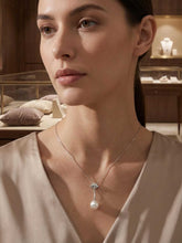 Load image into Gallery viewer, 14k White Gold Shell Bail Pearl Pendant