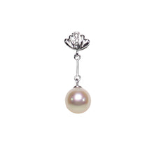 Load image into Gallery viewer, AAA Peach Pearl Pendant – 14k White Gold with Diamond Shell Bail