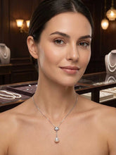 Load image into Gallery viewer, AAA Peach Pearl Pendant – 14k White Gold with Diamond Shell Bail