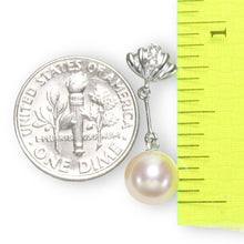 Load image into Gallery viewer, AAA Peach Pearl Pendant – 14k White Gold with Diamond Shell Bail
