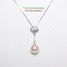 Load image into Gallery viewer, AAA Peach Pearl Pendant – 14k White Gold with Diamond Shell Bail