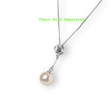 Load image into Gallery viewer, AAA Peach Pearl Pendant – 14k White Gold with Diamond Shell Bail