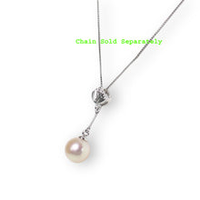 Load image into Gallery viewer, AAA Peach Pearl Pendant – 14k White Gold with Diamond Shell Bail
