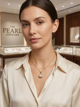 Load image into Gallery viewer, Greek Key White Pearl Pendant – 14k Yellow Gold