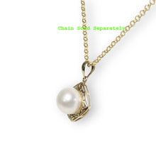 Load image into Gallery viewer, Greek Key White Pearl Pendant – 14k Yellow Gold