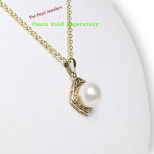 Load image into Gallery viewer, Greek Key White Pearl Pendant – 14k Yellow Gold