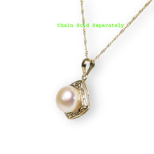 Load image into Gallery viewer, Greek Key Pink Pearl Pendant – 14k Yellow Gold