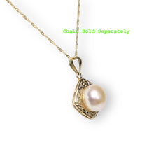 Load image into Gallery viewer, Greek Key Pink Pearl Pendant – 14k Yellow Gold