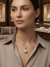 Load image into Gallery viewer, White Cultured Pearl Pendant – 14k White Gold with Diamond Halo