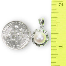 Load image into Gallery viewer, White Cultured Pearl Pendant – 14k White Gold with Diamond Halo