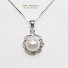 Load image into Gallery viewer, White Cultured Pearl Pendant – 14k White Gold with Diamond Halo
