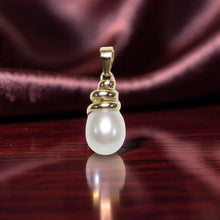 Load image into Gallery viewer, White Cultured Pearl Pendant – 14k Yellow Gold Cone Bail