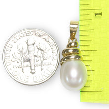 Load image into Gallery viewer, White Cultured Pearl Pendant – 14k Yellow Gold Cone Bail