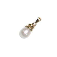 Load image into Gallery viewer, White Cultured Pearl Pendant – 14k Yellow Gold Cone Bail