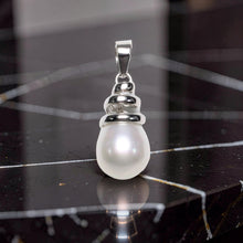 Load image into Gallery viewer, White Pearl Pendant – 14k White Gold Cone Bail