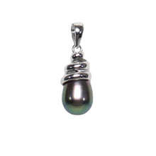 Load image into Gallery viewer, Black Cultured Pearl Pendant – 14k White Gold Cone Bail