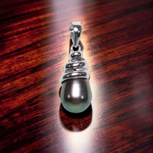 Load image into Gallery viewer, Black Cultured Pearl Pendant – 14k White Gold Cone Bail