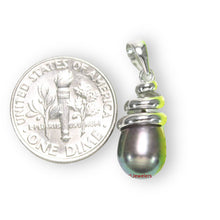 Load image into Gallery viewer, Black Cultured Pearl Pendant – 14k White Gold Cone Bail