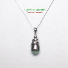 Load image into Gallery viewer, Black Cultured Pearl Pendant – 14k White Gold Cone Bail