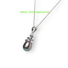 Load image into Gallery viewer, Black Cultured Pearl Pendant – 14k White Gold Cone Bail